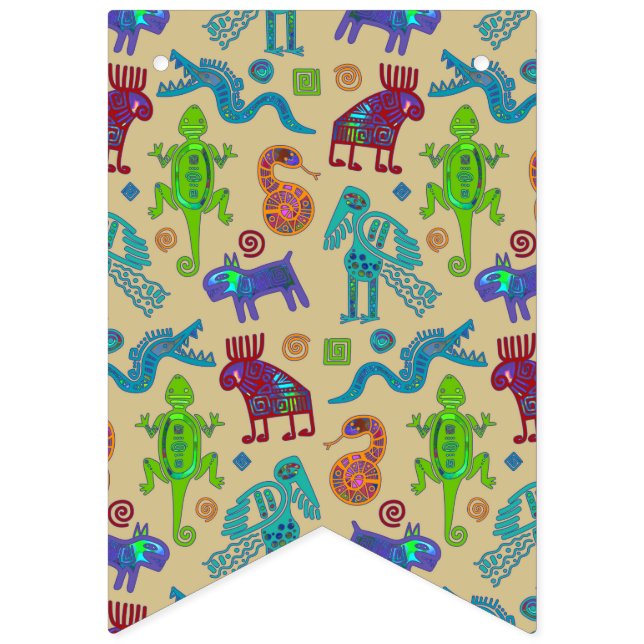 Afrikansk mexikansk kulturprimitiv stam Mönster 1 Vimplar (Första flaggan)