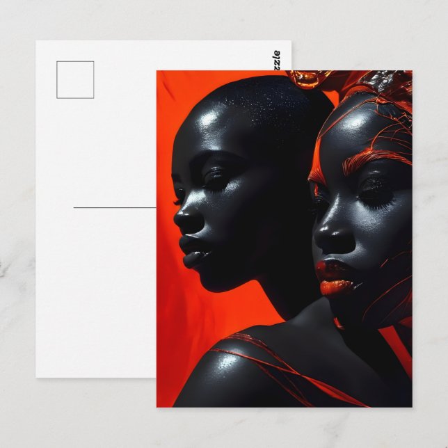 Afrikansk mode art vykort (Fram/baksida)