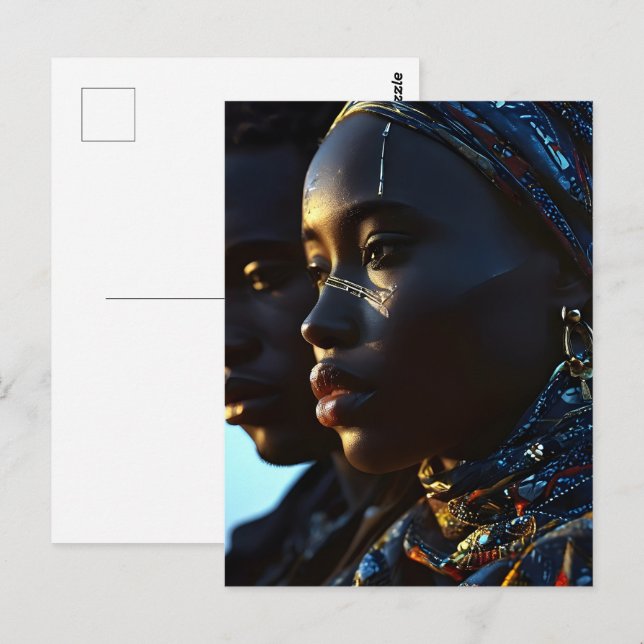 Afrikansk mode art vykort (Fram/baksida)