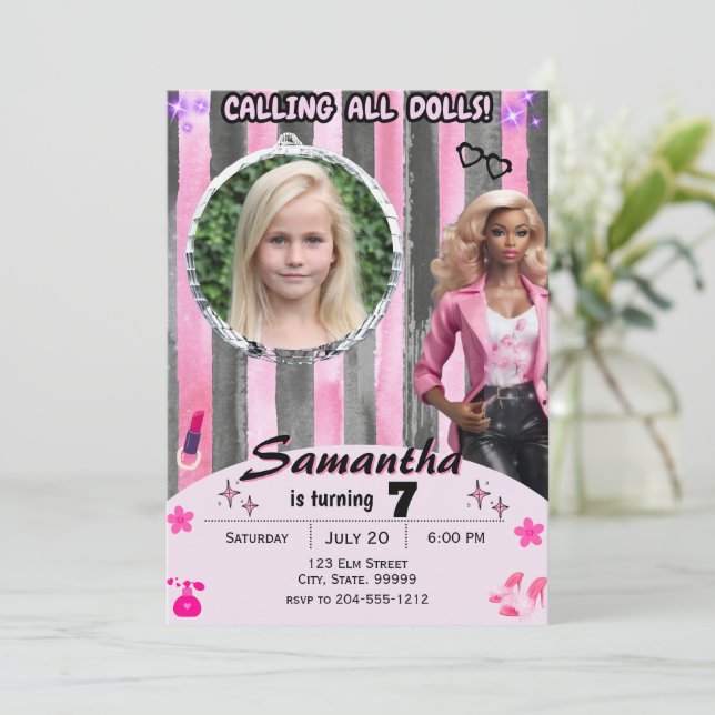 Afrikansk Mode Doll Birthday Inbjudningar (Stående Fram)