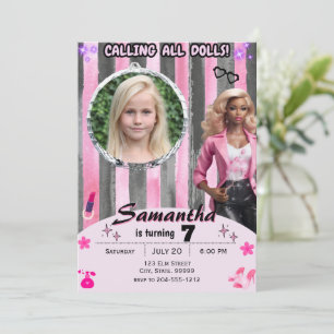 Afrikansk Mode Doll Birthday Inbjudningar