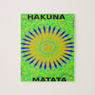 Afrikansk Motif-design i Grönt och Guld Art-utskri Pussel