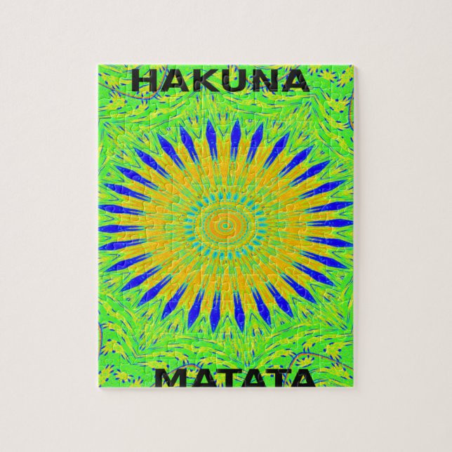 Afrikansk Motif-design i Grönt och Guld Art-utskri Pussel (Vertikal)