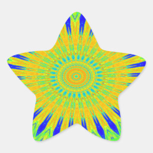 Afrikansk Motif-design i Grönt och Guld Art-utskri Stjärnformat Klistermärke