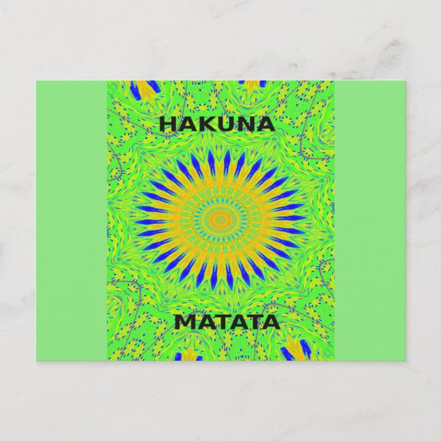 Afrikansk Motif-design i Grönt och Guld Art-utskri Vykort (Framsida)