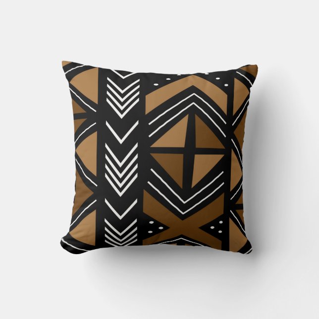 Afrikansk Mudcloth Bogolan Fabric Design Kudde (Framsida)