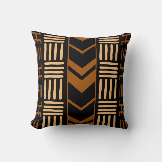Afrikansk mudcloth Bogolan Fabric Design Throw Pil Kudde (Framsida)