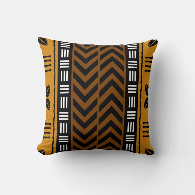 Afrikansk mudcloth Bogolan Fabric Design Throw Pil Kudde (Framsida)