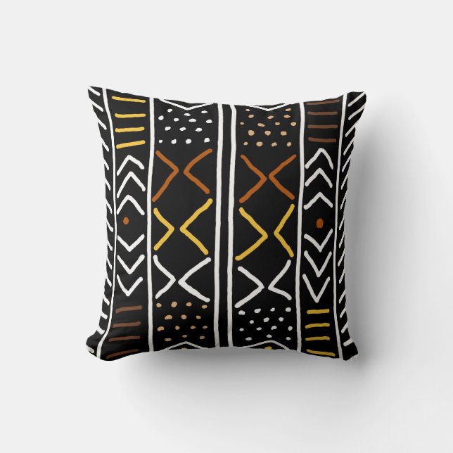 Afrikansk mudcloth Bogolan Fabric Design Throw Pil Kudde (Framsida)