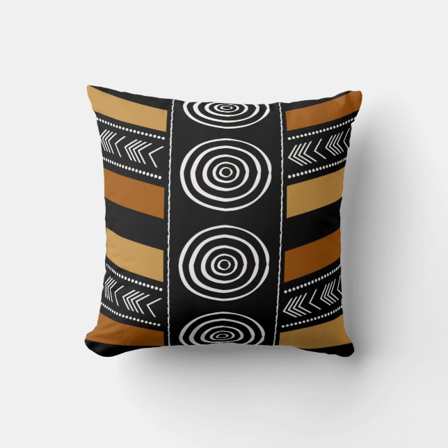 Afrikansk mudcloth Bogolan Fabric Design Throw Pil Kudde (Framsida)