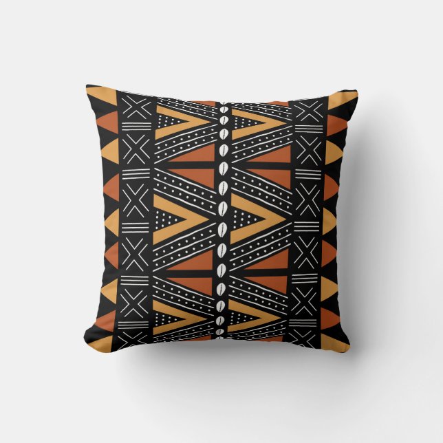 Afrikansk mudcloth Bogolan Fabric Design Throw Pil Kudde (Framsida)