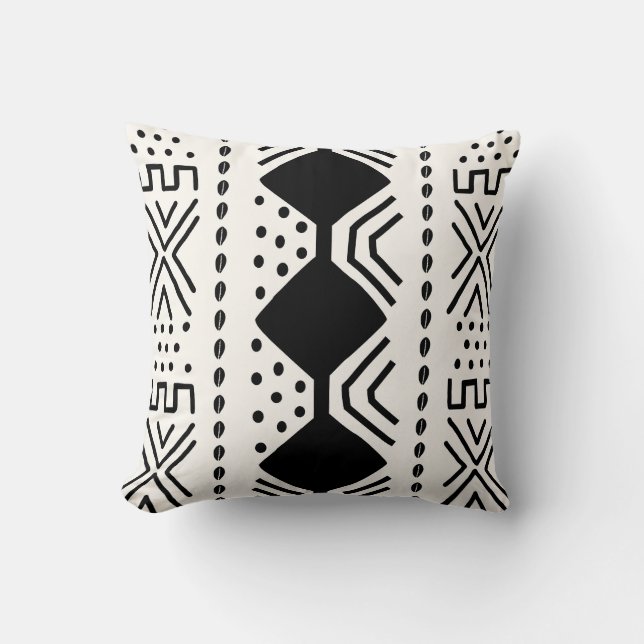 Afrikansk mudcloth Bogolan Fabric Design Throw Pil Kudde (Framsida)
