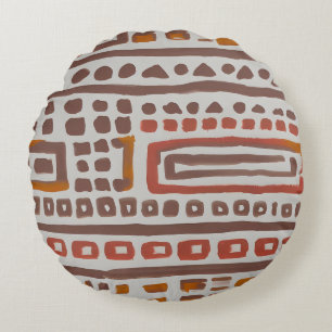 Afrikansk mudcloth Ethnic Mönster Rund Kudde