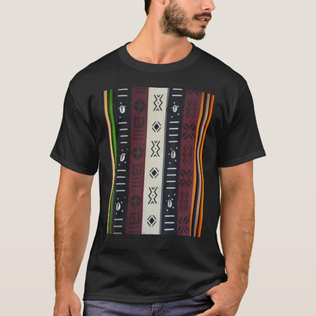Afrikansk mudcloth snigelskal flerfärgsränder 1 t shirt (Framsida)