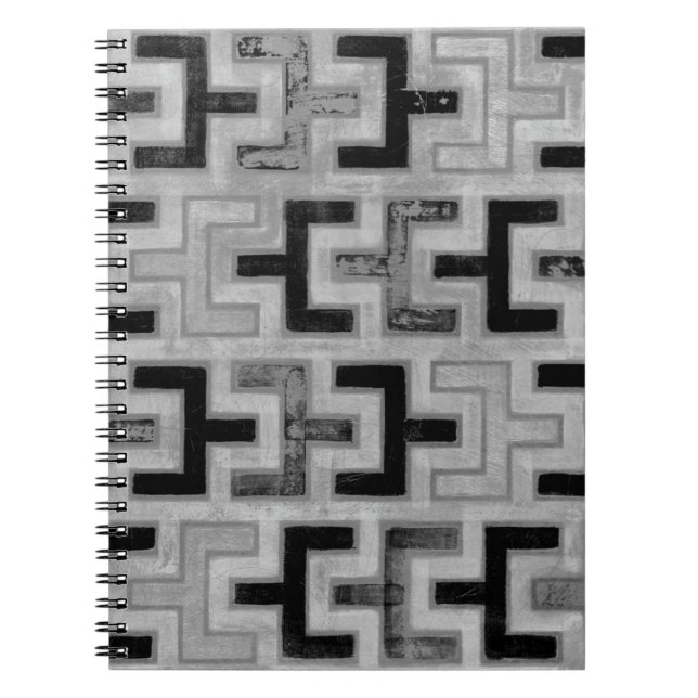 Afrikansk mudduth Textile med Geometric Mönster Anteckningsbok Med Spiral (Framsidan)