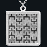 Afrikansk mudduth Textile med Geometric Mönster Silverpläterat Halsband<br><div class="desc">Den här tryckningen gjordes av Norman Wyatt,  Jr. i stil i en afrikansk mudduth. Mudduktextilier har sitt ursprung i Mali och är ett tecken på kulturell identitet. Visning kärlek för världskulturen och det geometriska mönstren genom att köpa detta!</div>