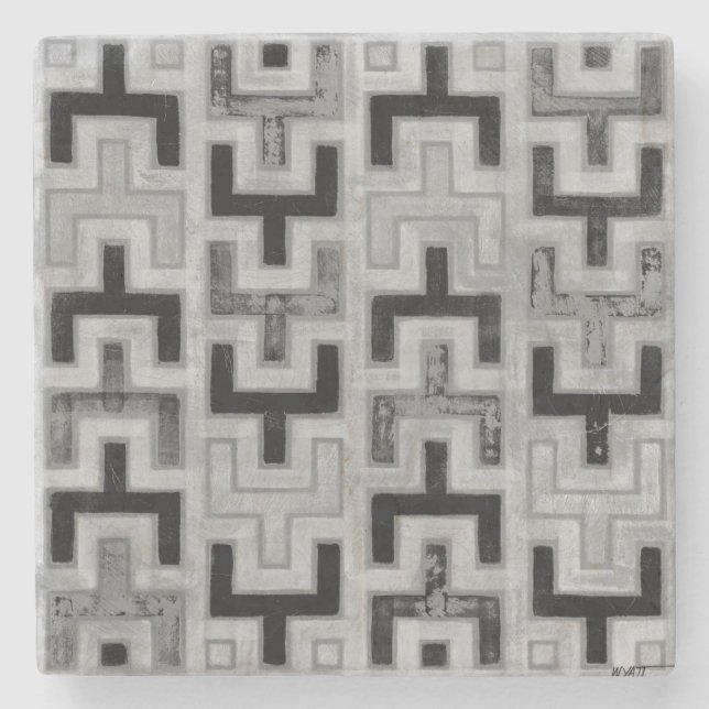 Afrikansk mudduth Textile med Geometric Mönster Stenunderlägg (Framsidan)