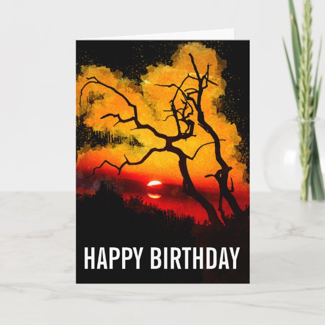 Afrikansk nightsky Sunset Birthday-kort Kort (Framsida)