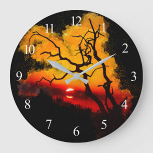 Afrikansk nightsky Sunset Stor Klocka