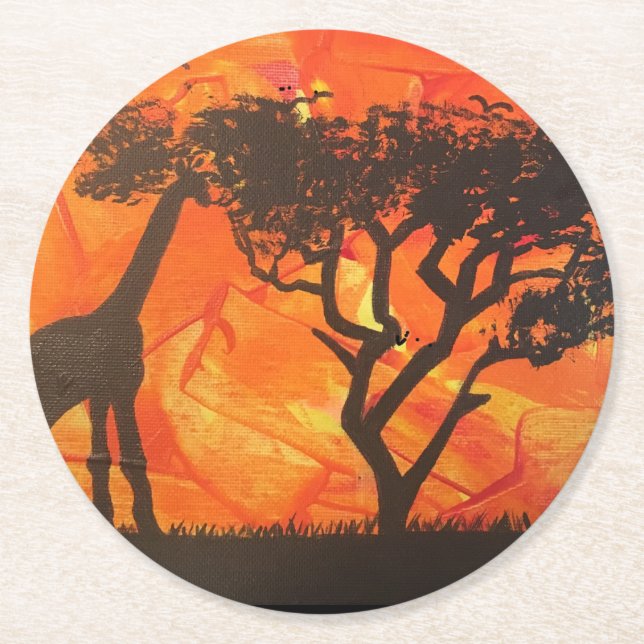 Afrikansk ökenSafarikustfartyg Underlägg Papper Rund (Framsidan)