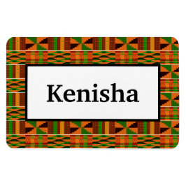 Afrikansk Orange Classic Kente 4x6 Namn Flexibel Magnet