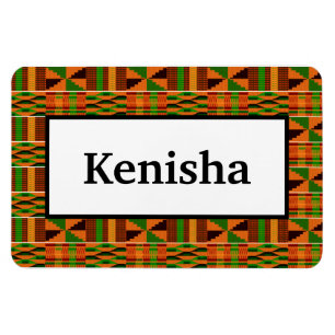 Afrikansk Orange Classic Kente 4x6 Namn Flexibel Magnet