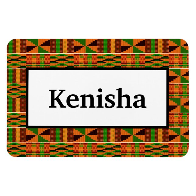 Afrikansk Orange Classic Kente 4x6 Namn Flexibel Magnet (Horisontell)