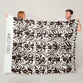 Afrikansk ornament Black White Mönster Fleecefilt