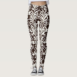 Afrikansk ornament Black White Mönster Leggings