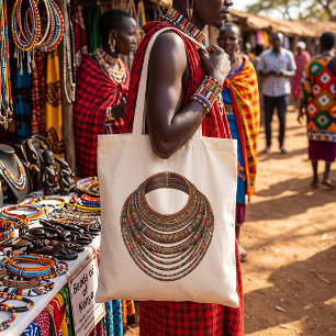 Afrikansk pärlhalsband Tribal Tygkasse
