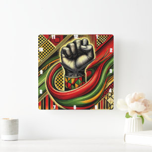 Afrikansk parodsymbol Vibrant Färg Square W Fyrkantig Klocka