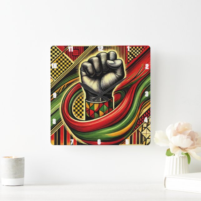 Afrikansk parodsymbol Vibrant Färg Square W Fyrkantig Klocka (Hem)