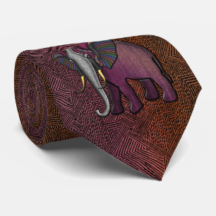 Afrikansk patchwork Elephant (plommon, Orange, Grå Slips