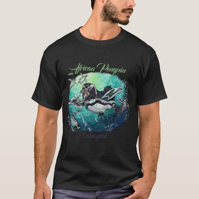 Afrikansk Penguin-fiskesamma T Shirt (Framsida)