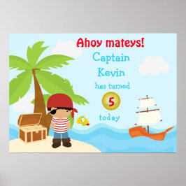 Afrikansk Pirat Boy Födelsedagsfest Poster