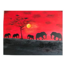 Afrikansk platt, elefant Painting Wall Art