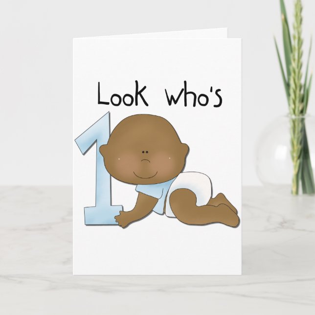 Afrikansk pojke 1:a födelsedag Tshirts och Gift Kort (Framsida)