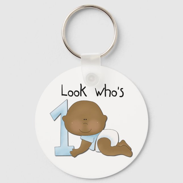 Afrikansk pojke 1:a födelsedag Tshirts och Gift Nyckelring (Framsida)