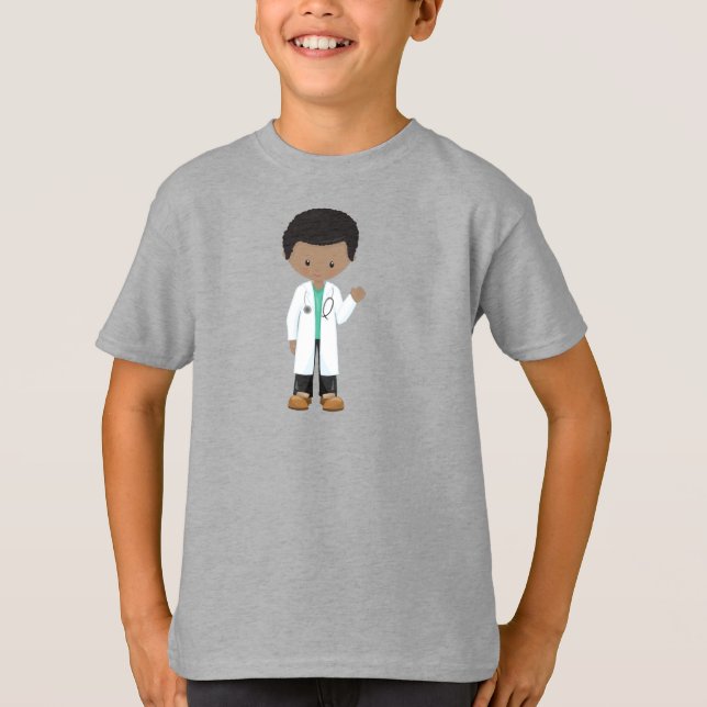 Afrikansk pojke, Doktor, lab Jackar, medicin T Shirt (Framsida)