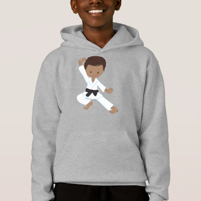 Afrikansk pojke, Karate Boy, Kata, Black Bälte T Shirt (Framsida)