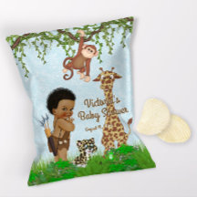 Afrikansk Pojke Safari Baby Shower Chipspåse Omsla