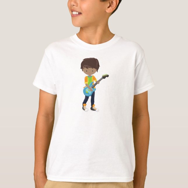 Afrikansk pojke, Sten Boy, Guitar Player T Shirt (Framsida)