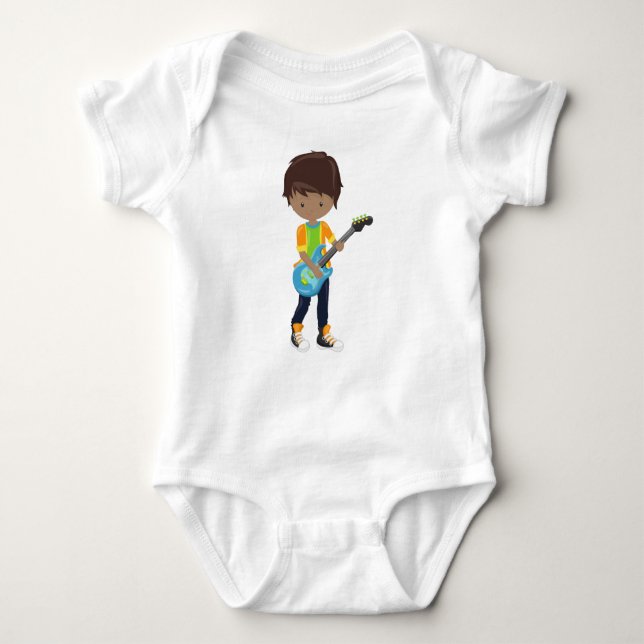 Afrikansk pojke, Sten Boy, Guitar Player T Shirt (Framsida)