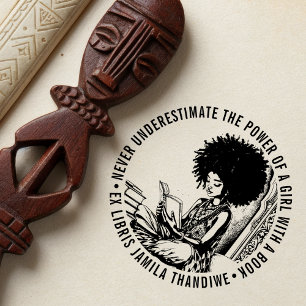 Afrikansk "Power of a Girl" Ex Libris Bok Självfärgande Stämpel