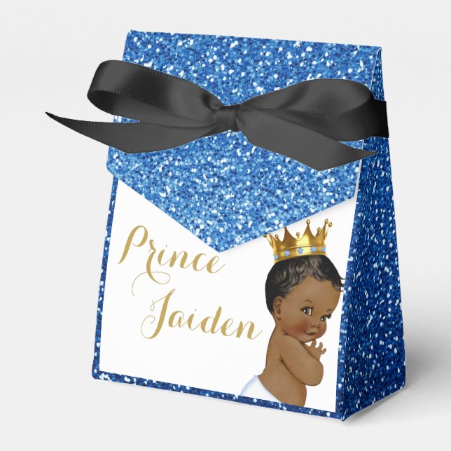 Afrikansk Prince Blue|Guld Elegant Ombre Glitter Presentaskar (Framsidan Sidan)