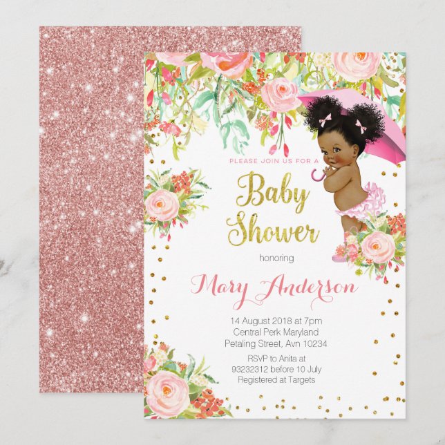 Afrikansk princess Baby Shower Card Inbjudningar (Fram/baksida)