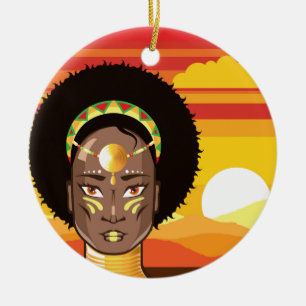 Afrikansk Princess Julgransprydnad Keramik