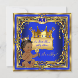 Afrikansk prins Baby Shower Boy Blue Guld Inbjudningar