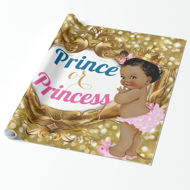 Afrikansk prins eller Princess Glitter Gift Wrap Presentpapper (Utrullad)