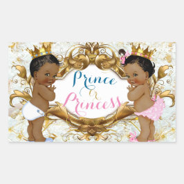 Afrikansk prins & Princess Gender Reveal Stickers Rektangulärt Klistermärke